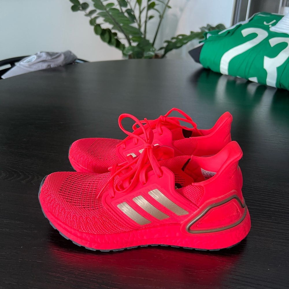 Adidas Bright Red Sneakers with Silver Stripes